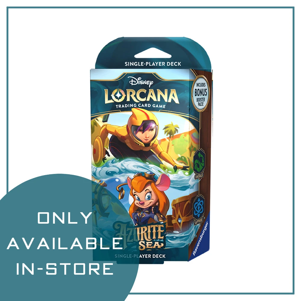 (IN-STORE ONLY) Lorcana: Azurite Sea Starter Deck - Genius Reinvented (GoGo / Gadget) (IN-STORE ONLY) Lorcana: Azurite Sea Starter Deck - Genius Reinvented (GoGo / Gadget) -Blackknight Games Sales ISOASstarteremerald sapphire